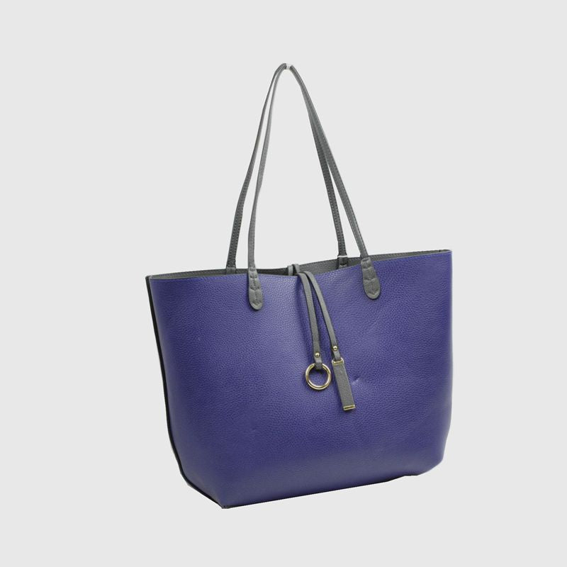 Classic Trapeze Tote Bag with Dual Handles and Ring Detail