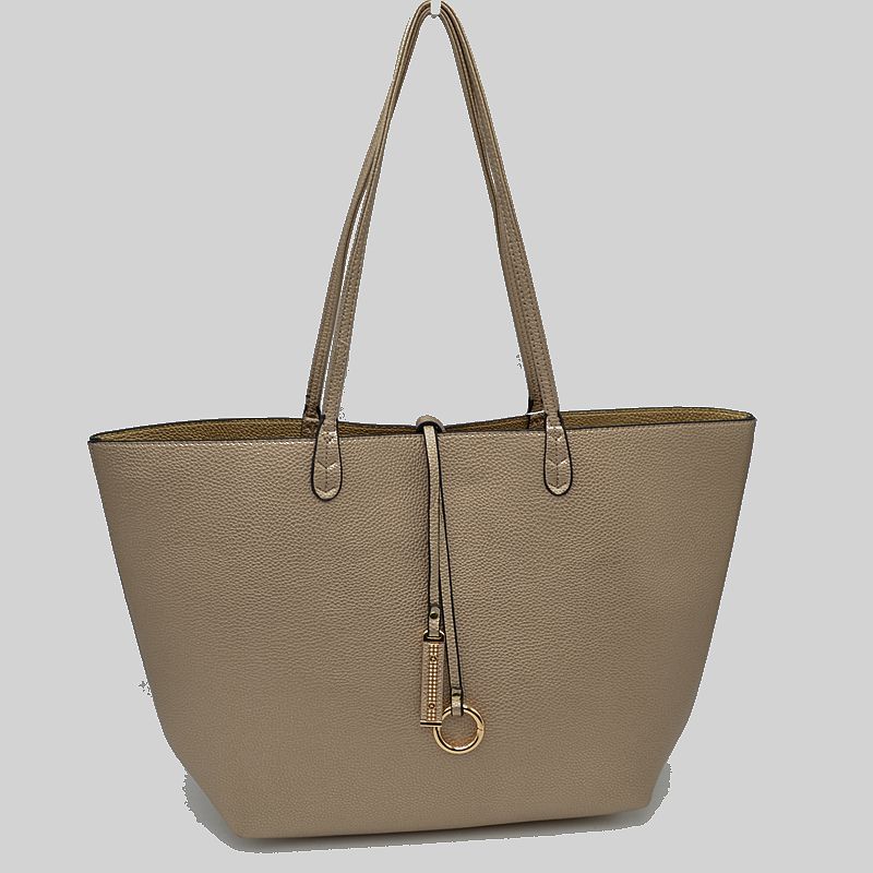 Classic Trapeze Tote Bag with Dual Handles and Ring Detail