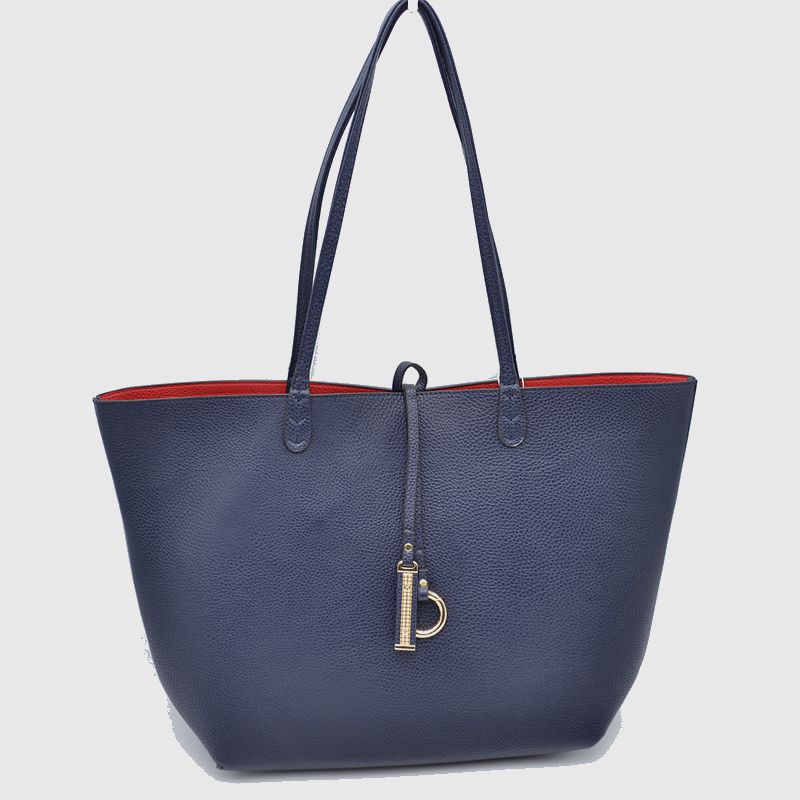 Classic Trapeze Tote Bag with Dual Handles and Ring Detail