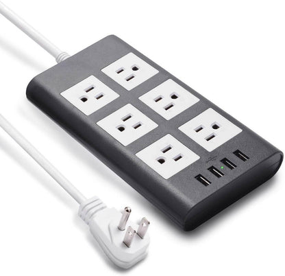 Regleta supresora de picos de tensión con USB de 3 m