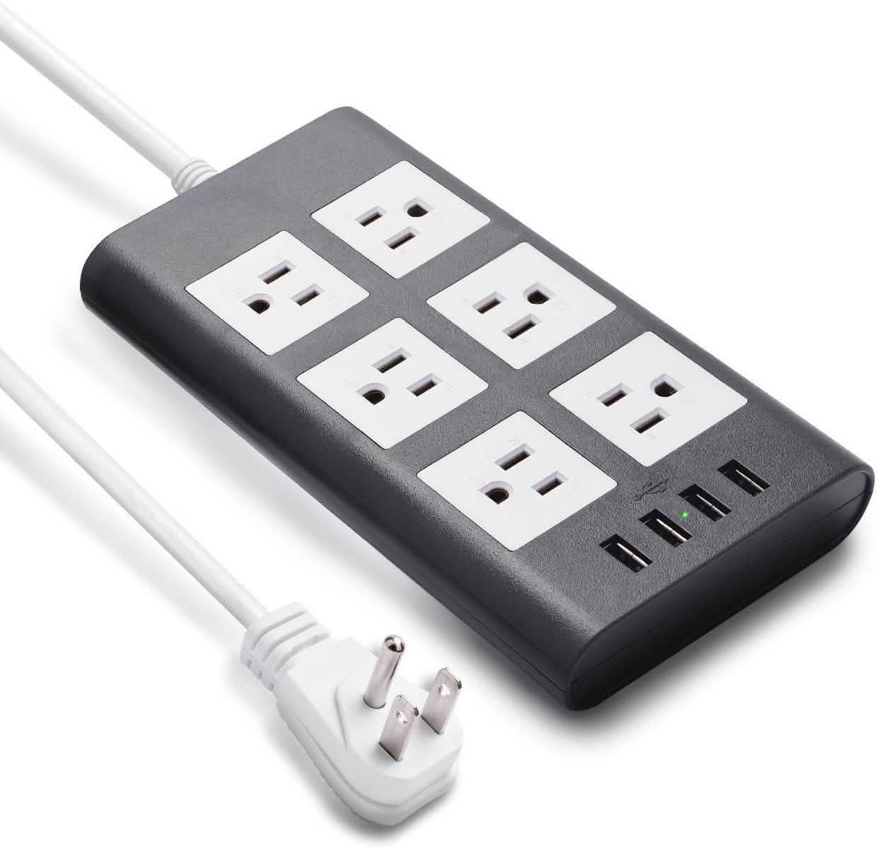 Regleta supresora de picos de tensión con USB de 3 m