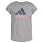adidas Girls Big Short Sleeve Aeroready Poly Scoop Neck Tee T-Shirt Heathered Grey