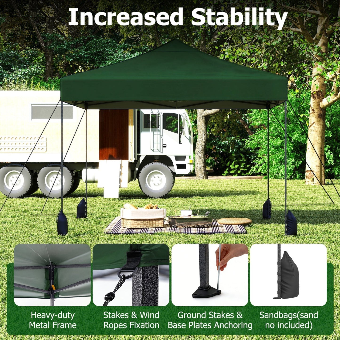 9.5 x 9.5 Feet Pop up Canopy Tent with Adjustable Heights
