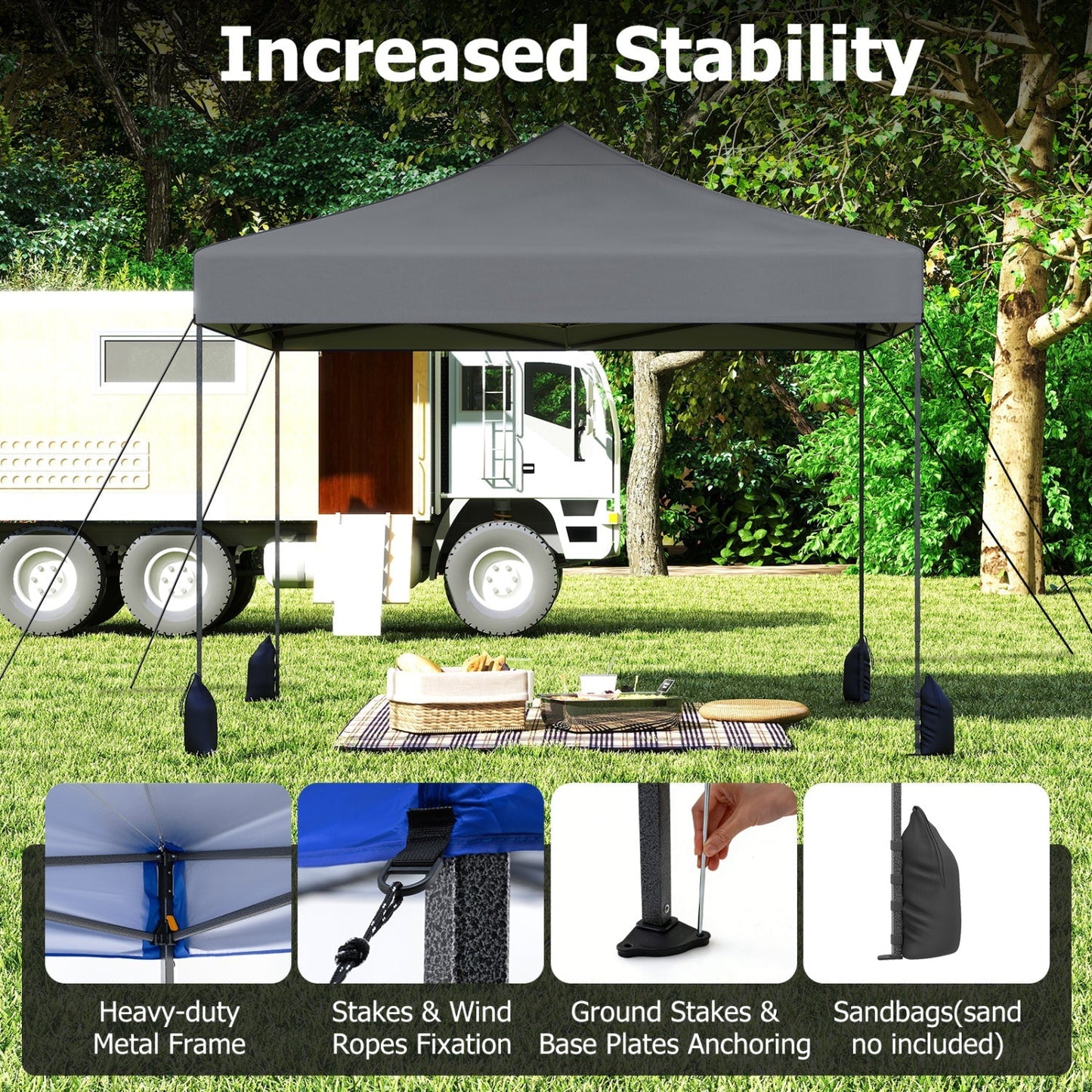 9.5 x 9.5 Feet Pop up Canopy Tent with Adjustable Heights
