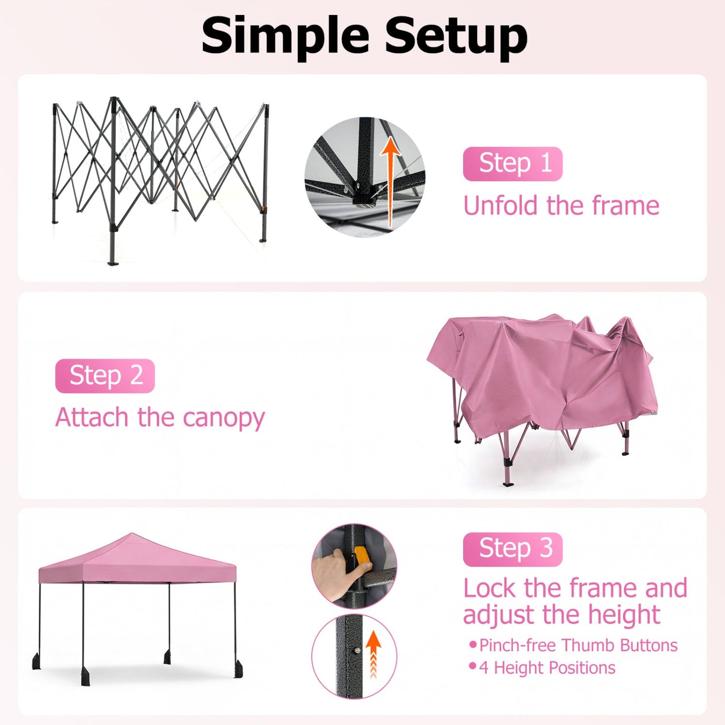 9.5 x 9.5 Feet Pop up Canopy Tent with Adjustable Heights