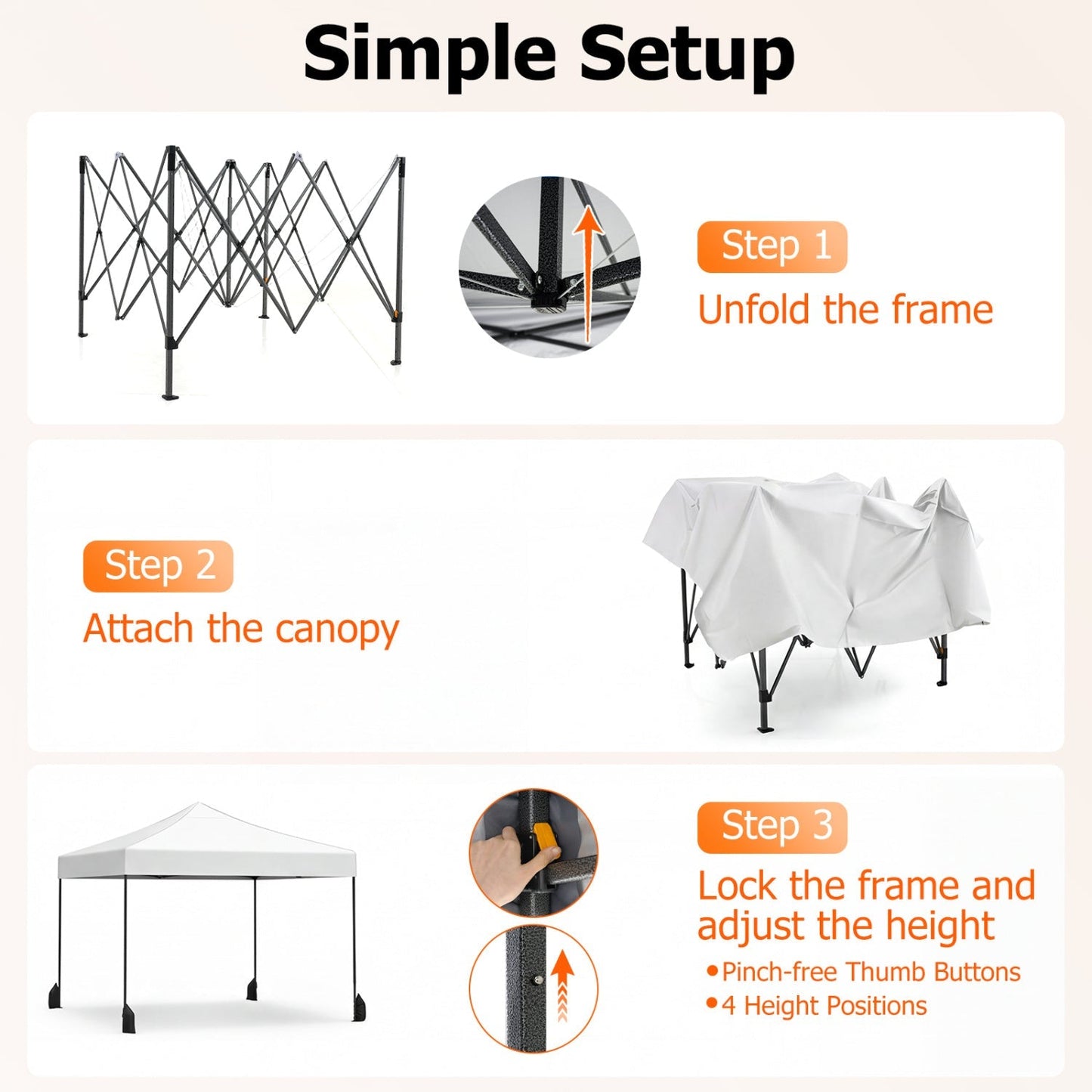 9.5 x 9.5 Feet Pop up Canopy Tent with Adjustable Heights