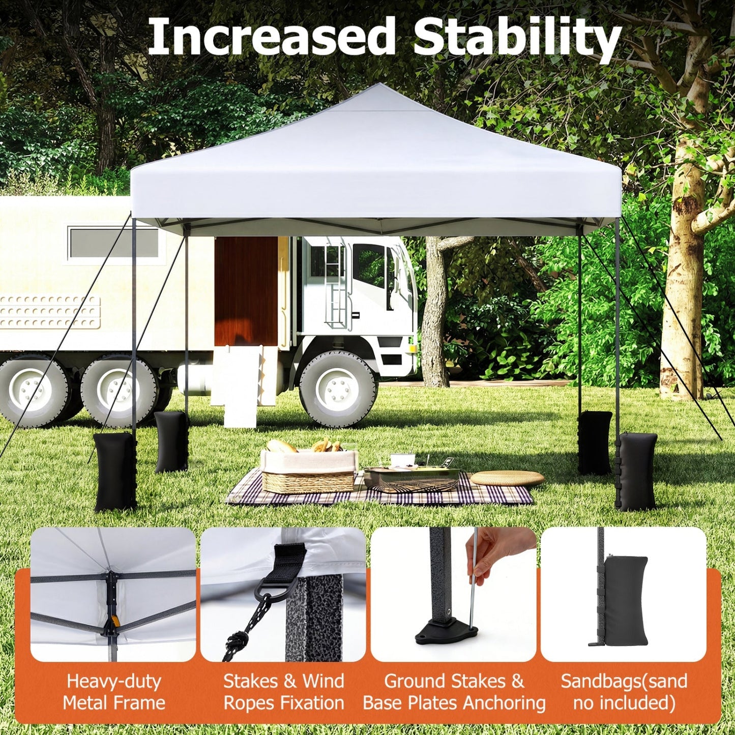 9.5 x 9.5 Feet Pop up Canopy Tent with Adjustable Heights