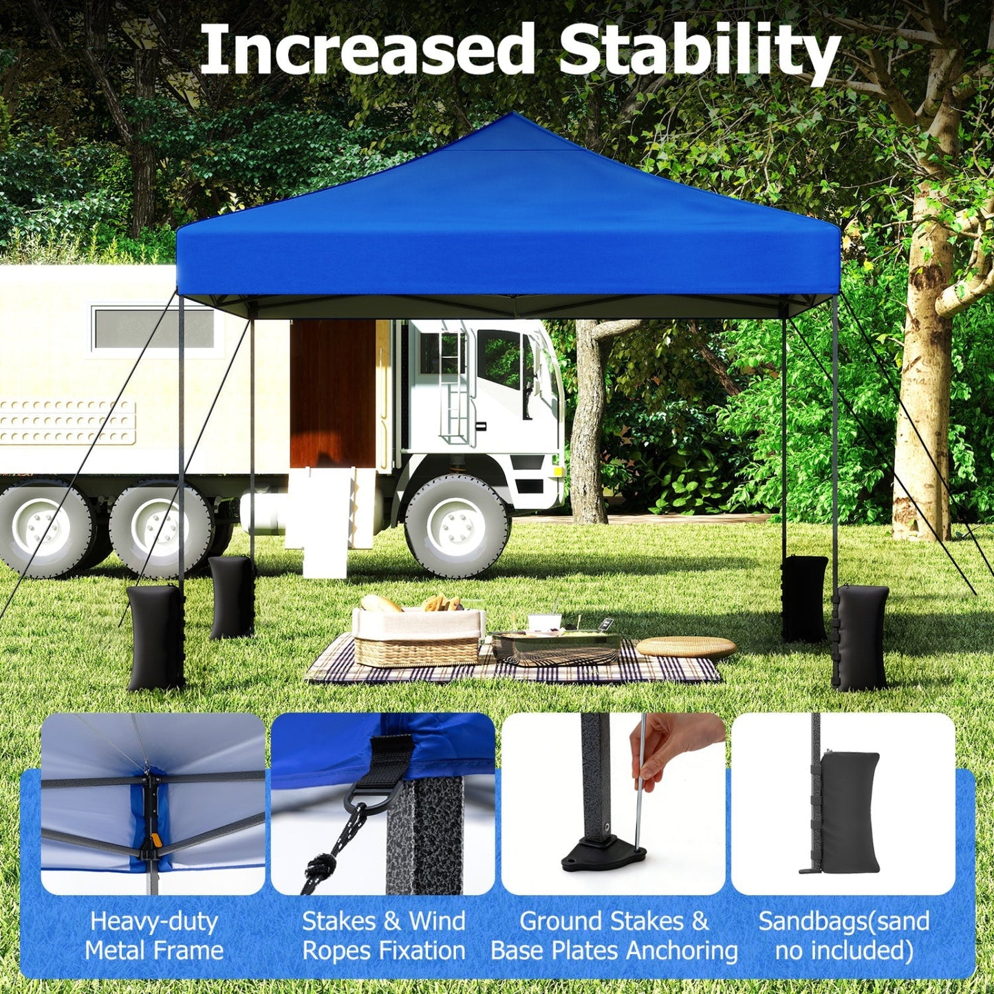 9.5 x 9.5 Feet Pop up Canopy Tent with Adjustable Heights