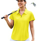 Camisetas de golf PINSPARK para mujer con protección solar UPF 50+, con cremallera, tenis de secado rápido, polo de corte holgado para senderismo, amarillo sólido L