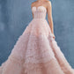 Andrea & Leo A0767 Tiered Long Formal Dress Corset Back Strapless