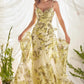Vestido de fiesta formal estampado de organza largo hasta el suelo Andrea & Leo A0770