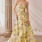 Vestido de fiesta formal estampado de organza largo hasta el suelo Andrea & Leo A0770