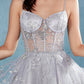 Andrea & Leo A0823 Illusion Bodice Short Prom Dress with Corset Back