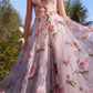 Andrea & Leo A1035 Strapless Organza Ball Gown Floral Print