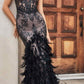 Andrea & Leo A1116 Floor Length Feathered Mermaid Gown