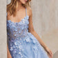 Andrea & Leo A1142 Floor Length Floral Applique A-Line Tulle Gown