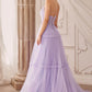 Andrea & Leo A1206 Long A-Line Garden Lace Halter Gown With Tier Skirt