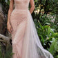 Andrea & Leo A1219 Floor Length Pearl Pleated Tulle Gown with Cape