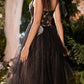 Vestido de tul línea A hasta la rodilla Andrea & Leo A1227 negro