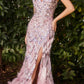 Andrea & Leo A1229 Long Fitted Feather and Bead Embellished Mermaid Gown
