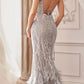 Andrea & Leo A1229 Long Fitted Feather and Bead Embellished Mermaid Gown