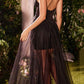 Andrea & Leo A1254 Strapless Black Lace Dress with Tulle Overskirt