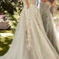 Andrea & Leo A1261 Long Lace Embellished A-Line Layered Tulle Gown