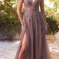 Andrea & Leo A1261 Long Lace Embellished A-Line Layered Tulle Gown