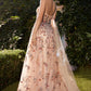 Andrea & Leo A1289 Long One Shoulder Floral Embroidered A-Line Gown