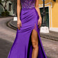Nox Anabel A1317 Vestido Largo de un Hombro con Bordados y Corsé