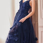 Andrea & Leo A1326 Long Tulle A-Line Floral Applique Gown