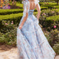 Andrea & Leo A1332 Long Printed Floral Layered Tulle Gown