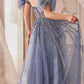 Vestido Largo Strapless con Cuentas y Brazaletes de Lazo Andrea & Leo A1338
