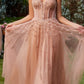 Vestido Largo Strapless con Cuentas y Brazaletes de Lazo Andrea & Leo A1338