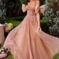 Vestido Largo Strapless con Cuentas y Brazaletes de Lazo Andrea & Leo A1338