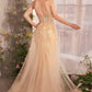 Vestido Andrea & Leo A1365 con cola y sin tirantes reluciente