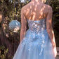 Vestido Andrea & Leo A1365 con cola y sin tirantes reluciente