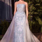 Vestido Andrea & Leo A1365 con cola y sin tirantes reluciente