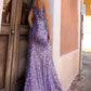 Vestido largo de lentejuelas entallado con abertura de un solo hombro Nox Anabel A1377
