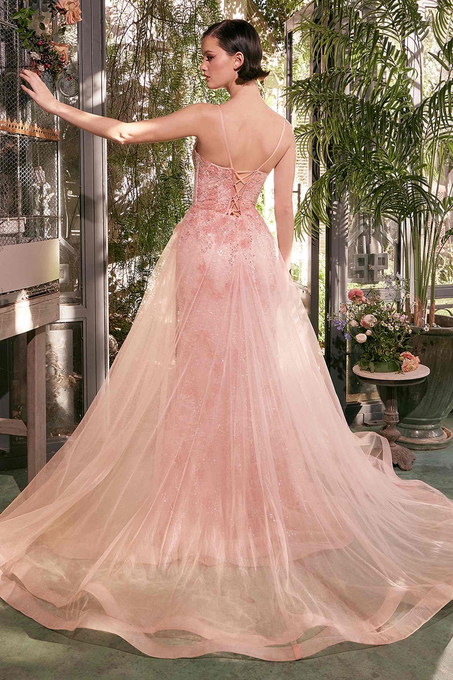 Vestido Andrea & Leo A1382 de tul con sobrefalda de margaritas