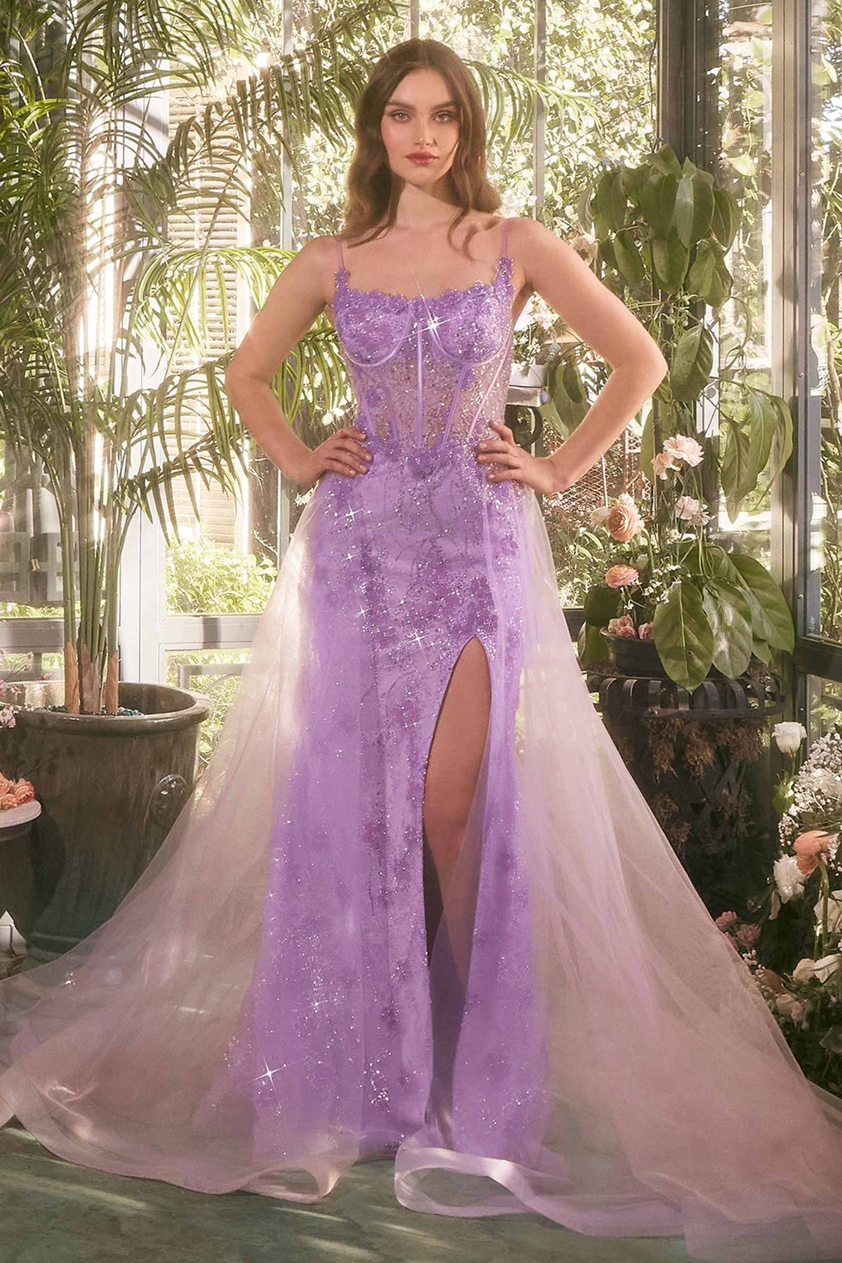LIQUIDACIÓN - Vestido Andrea & Leo A1382 con Sobrefalda de Tul y Margaritas (Talla 6)