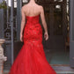 Vestido de sirena floral con lentejuelas Andrea & Leo A1388