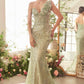 Andrea & Leo A1392 Dress One Shoulder Fully Beaded Floral Motif Gown