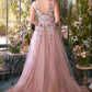 Vestido Andrea & Leo A1401 Ramo de Lentejuelas Escote en V
