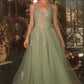 Andrea & Leo A1417 Dress Lace Appliqued A-Line Layered Tulle Gown
