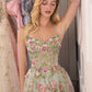 Andrea & Leo A1420 Dress Sage Floral Print Layered A-Line Gown