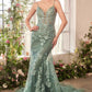 Andrea & Leo A1421 Dress Foliage Beaded Lace Mermaid Gown