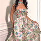 Vestido de fiesta largo sin tirantes de corte A con corsé y estampado floral Andrea & Leo A1425