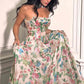 Vestido de fiesta largo sin tirantes de corte A con corsé y estampado floral Andrea & Leo A1425