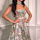 Vestido de fiesta largo sin tirantes de corte A con corsé y estampado floral Andrea & Leo A1425